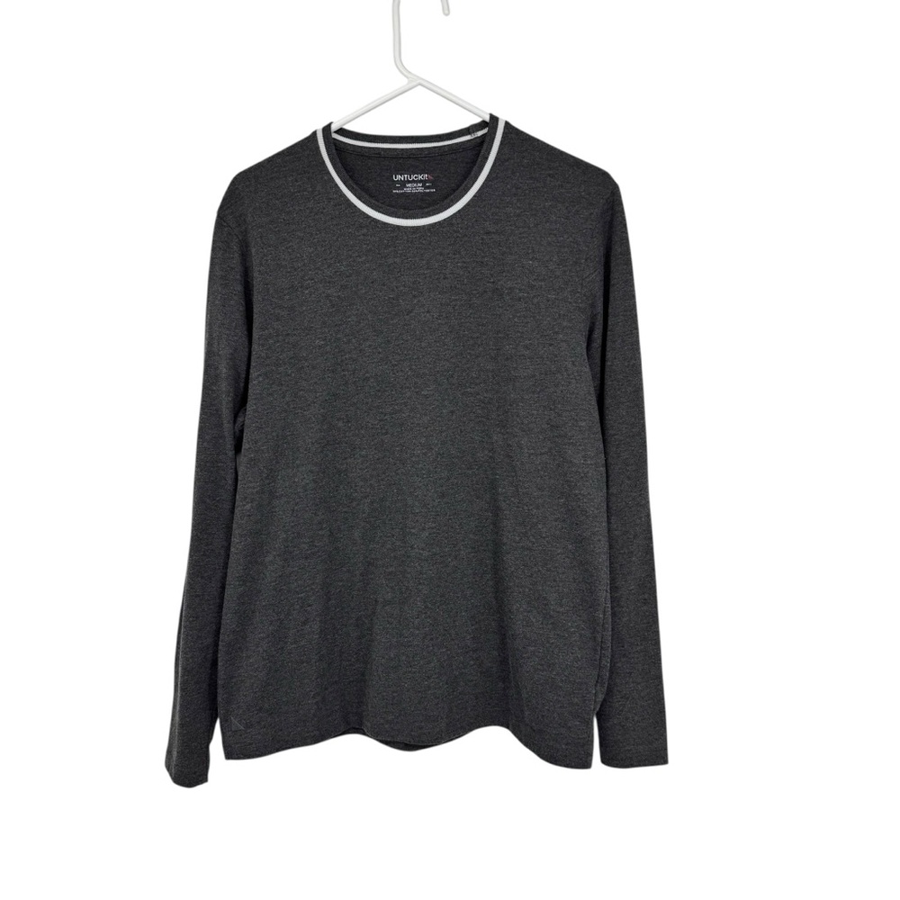 Untuckit Medium Grey Long Sleeve Aston With Tipping Cotton/Polyester LS T-Shirt